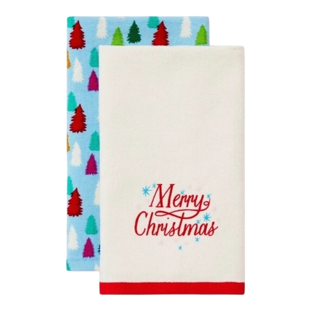 Wondershop Festive Tree & Merry Christmas Hand Towels Nwt